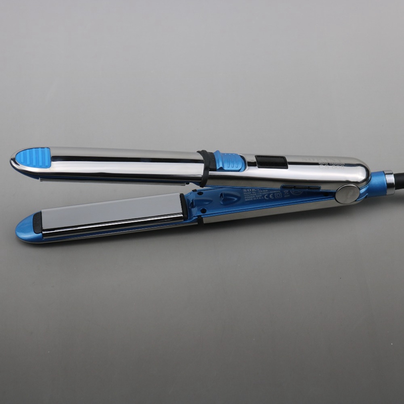 Lisseur de cheveux , prise Us, bleu jusqu'à 750f Pro, en acier inoxydable, 1/4 pouces, fer à lisser électrique rapide