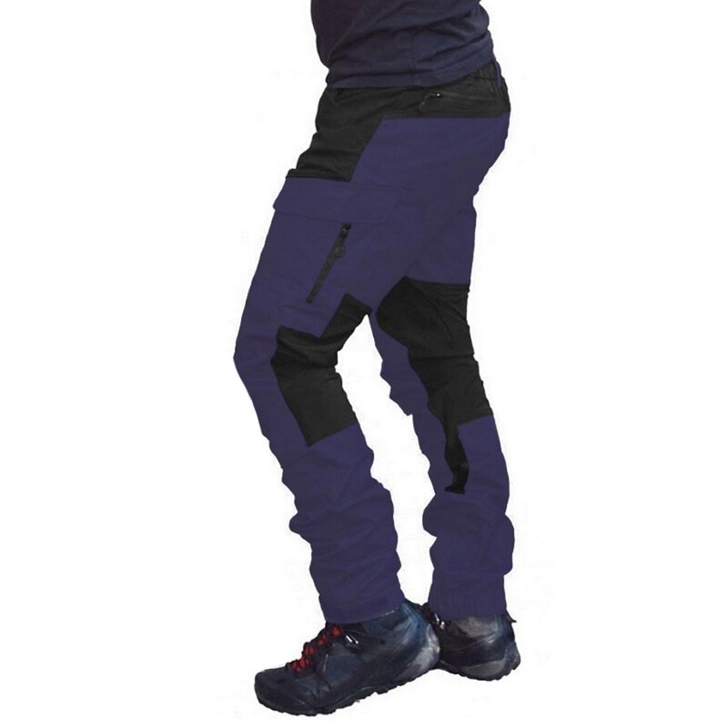 Vertive heren colorblock cargobroek, slanke multi-pocket sportbroek, casual ritsbroek, sportschool trainingsbroek