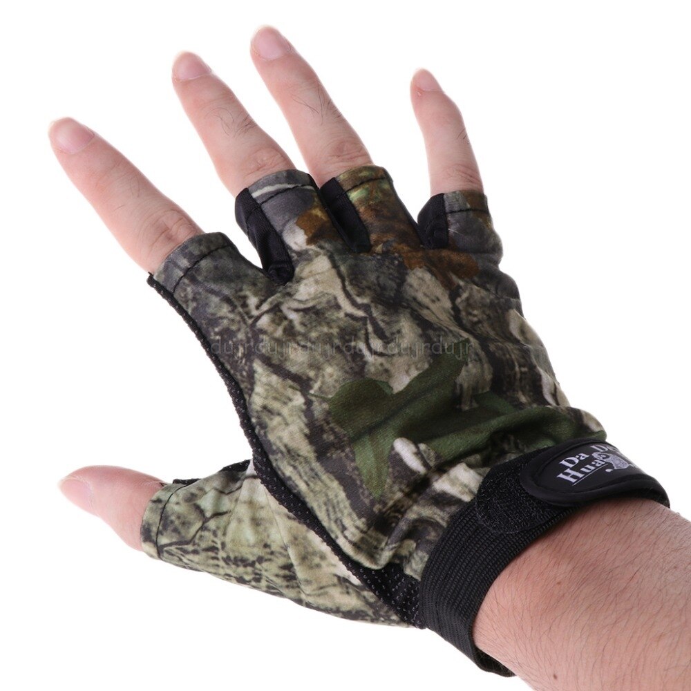 Guantes de pesca de camuflaje antideslizantes, de 5 dedos cortados, de , para deportes al aire libre, antideslizantes, N20