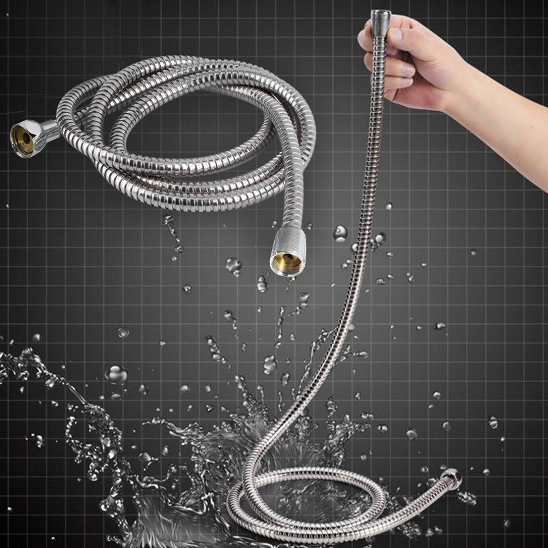 Flexible Shower Head Hose Gasket Stainless Steel Bathroom Bathtub Shower Head Encryption Leakproof Anti-rust Hose Fixed Pipe