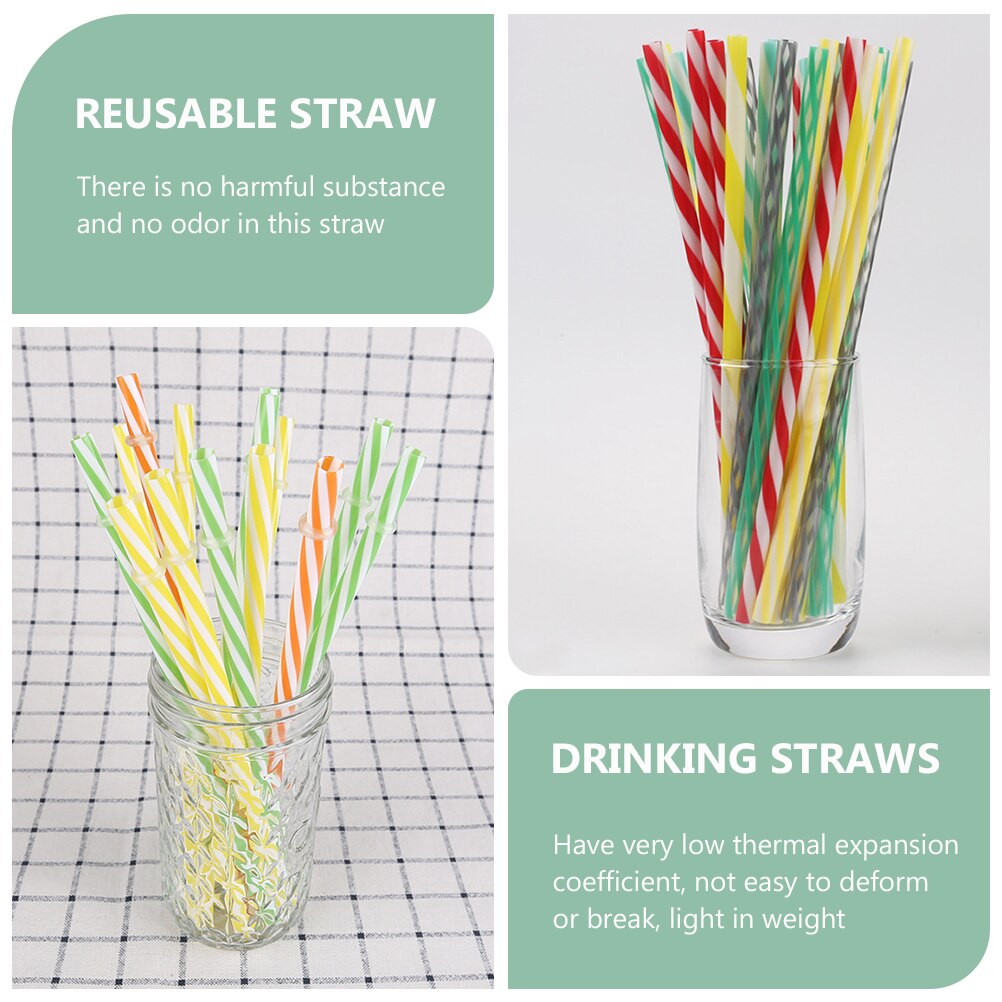 20 Stuks Rietjes Herbruikbare Smoothie Rietjes Streep Party Rietjes