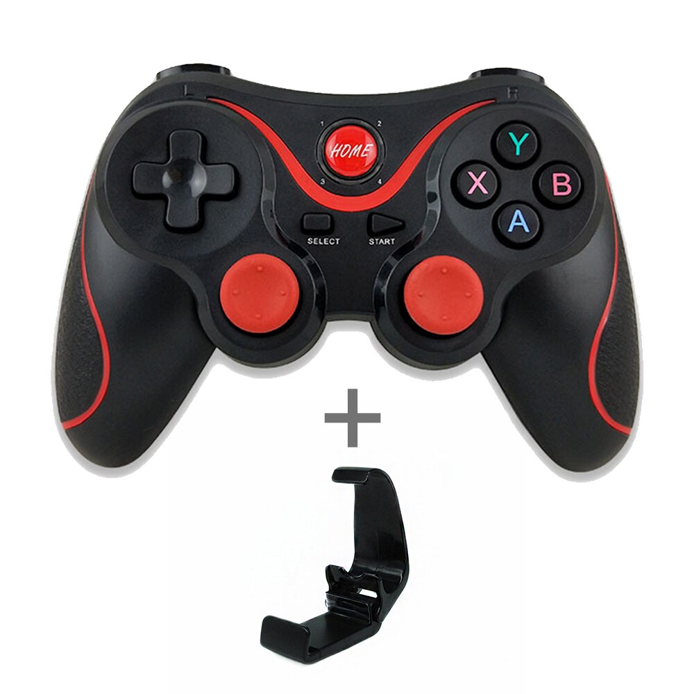 T3 X3 Gamepad inalámbrico Bluetooth para IOS Android teléfono móvil inalámbrico de la palanca de juego manejar para tableta TV caja titular: Black with Bracket