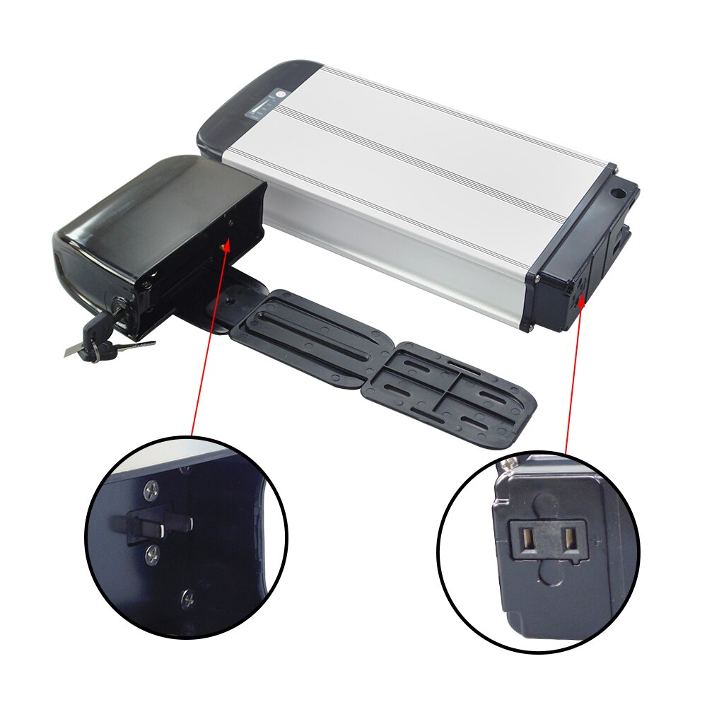 Porte-batterie pour vélo électrique, 36V/48V, couleur argent ou noir: Box 48v Silver