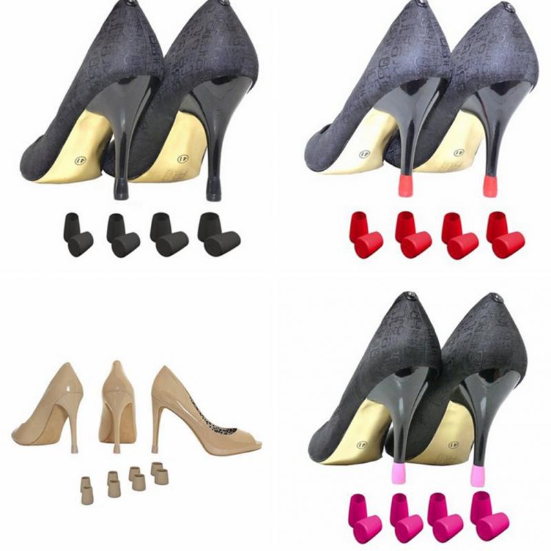 4 Pair /Lot High Heeler Stiletto Shoes Covers Heel Protectors CapsCaps Bottom Stripe Antislip Heel Tips Shoe Accessories