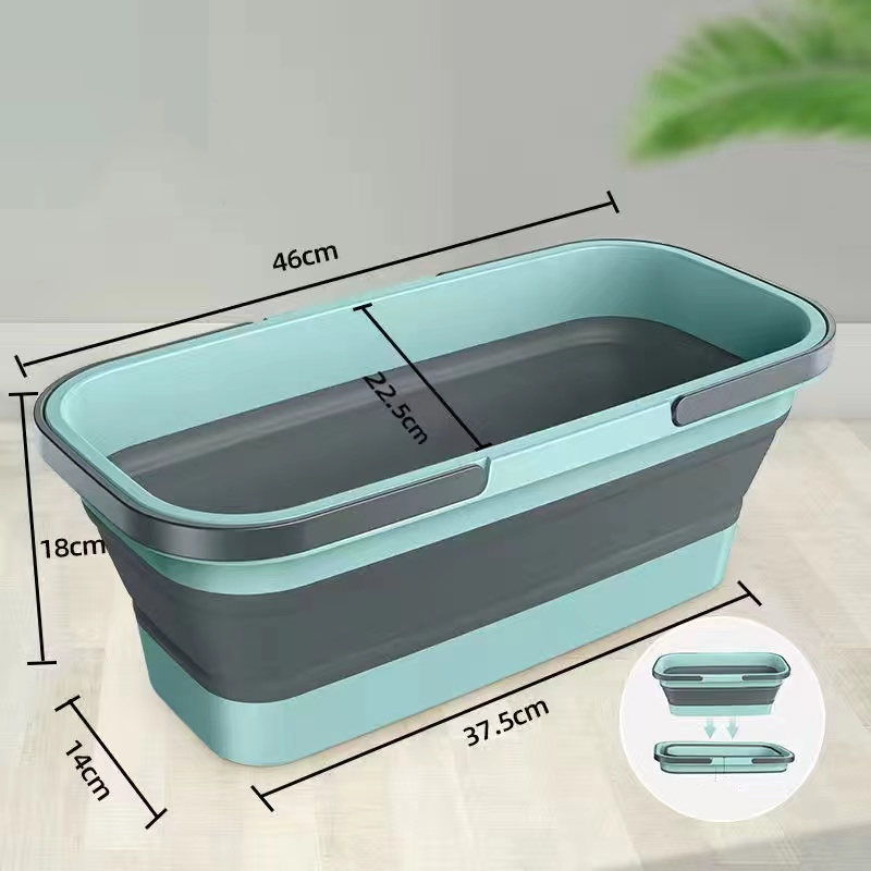 Portable Foldable Wash Basin Mop Bucket Collapsible Fishing Retractable Basin Camping Car Wash Bucket Home Ceaning Tool: Green