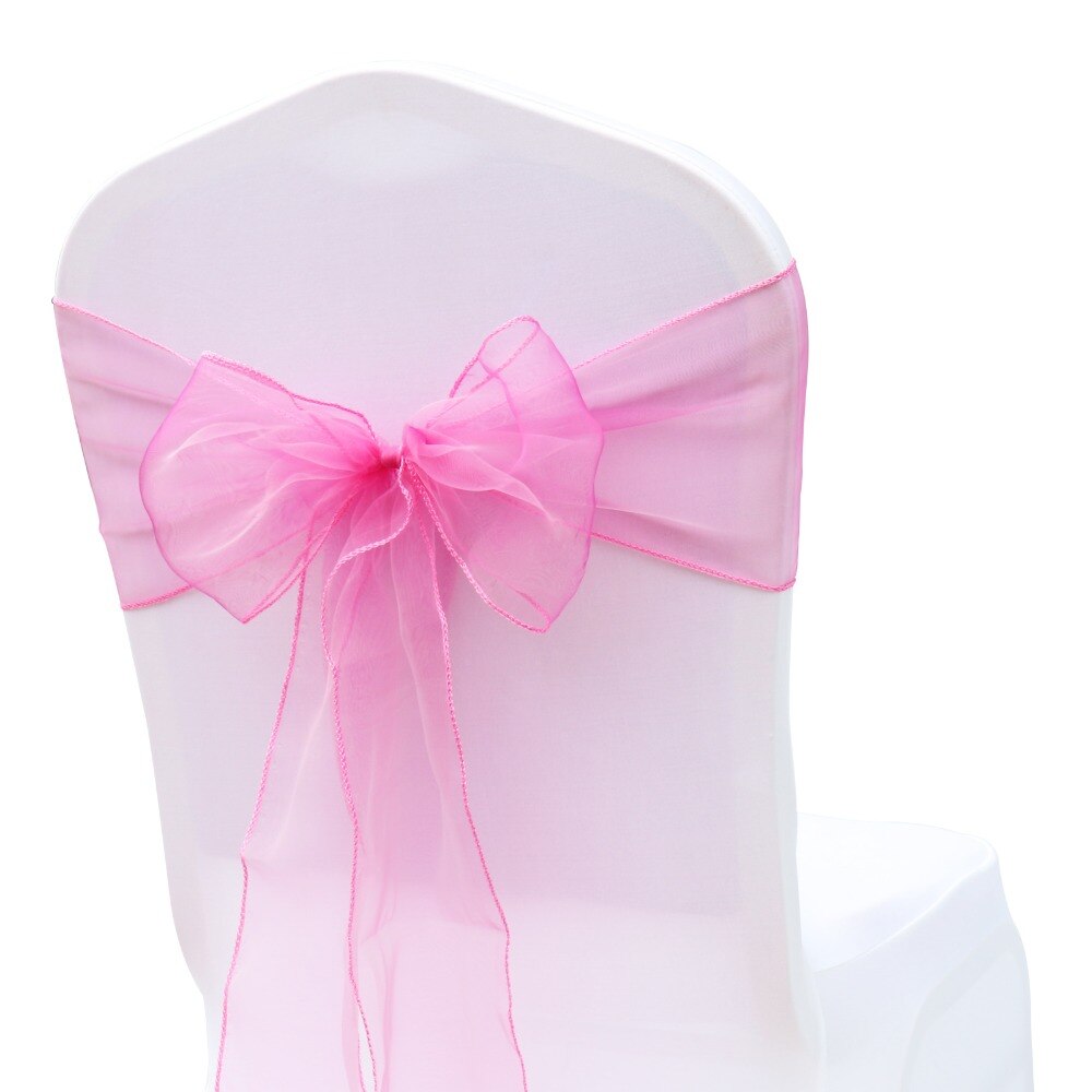 100pcs/set Organza Chair Sashes Wedding Chair Knot Cover Decoration Chairs Bow band Belt Ties For Weddings Banquet