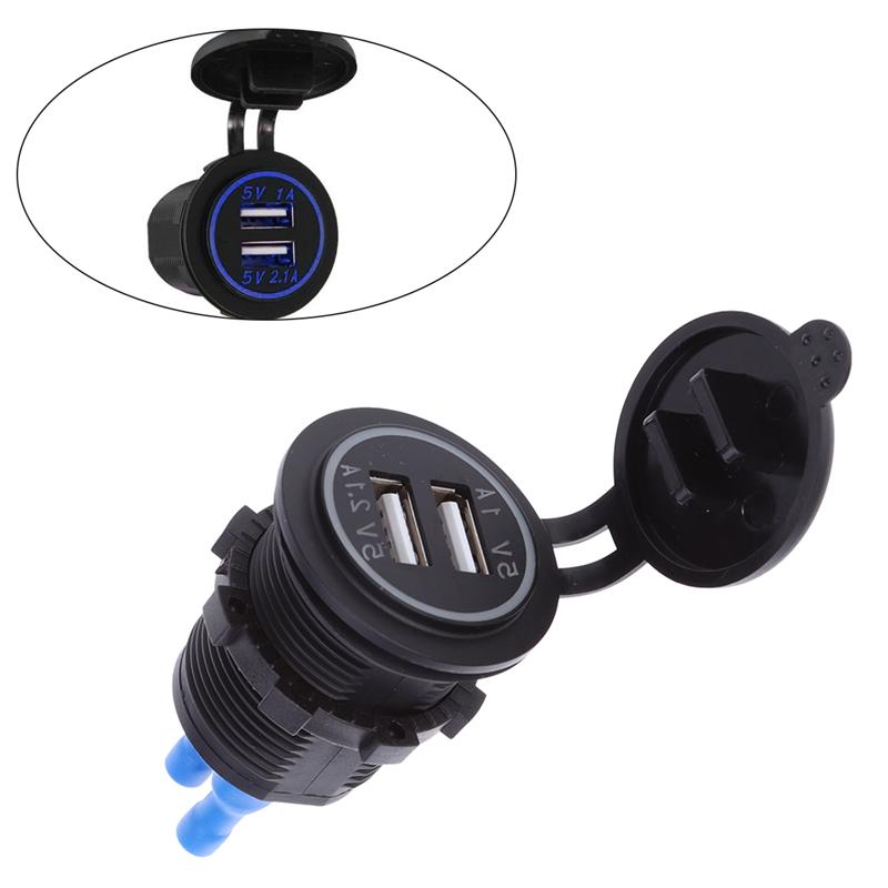 Universele Waterdichte Dual Usb-poorten Charger Socket Met Led Licht Voor Auto Boot Motorfiets