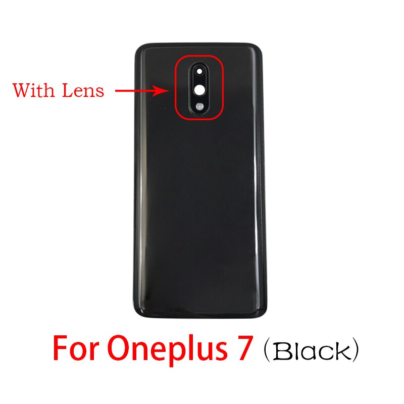 Back Battery Door Rear Housing Cover Case With Glass Camera Lens with Tape Replacement For Oneplus 7 Pro 7Pro: 7 Black With len