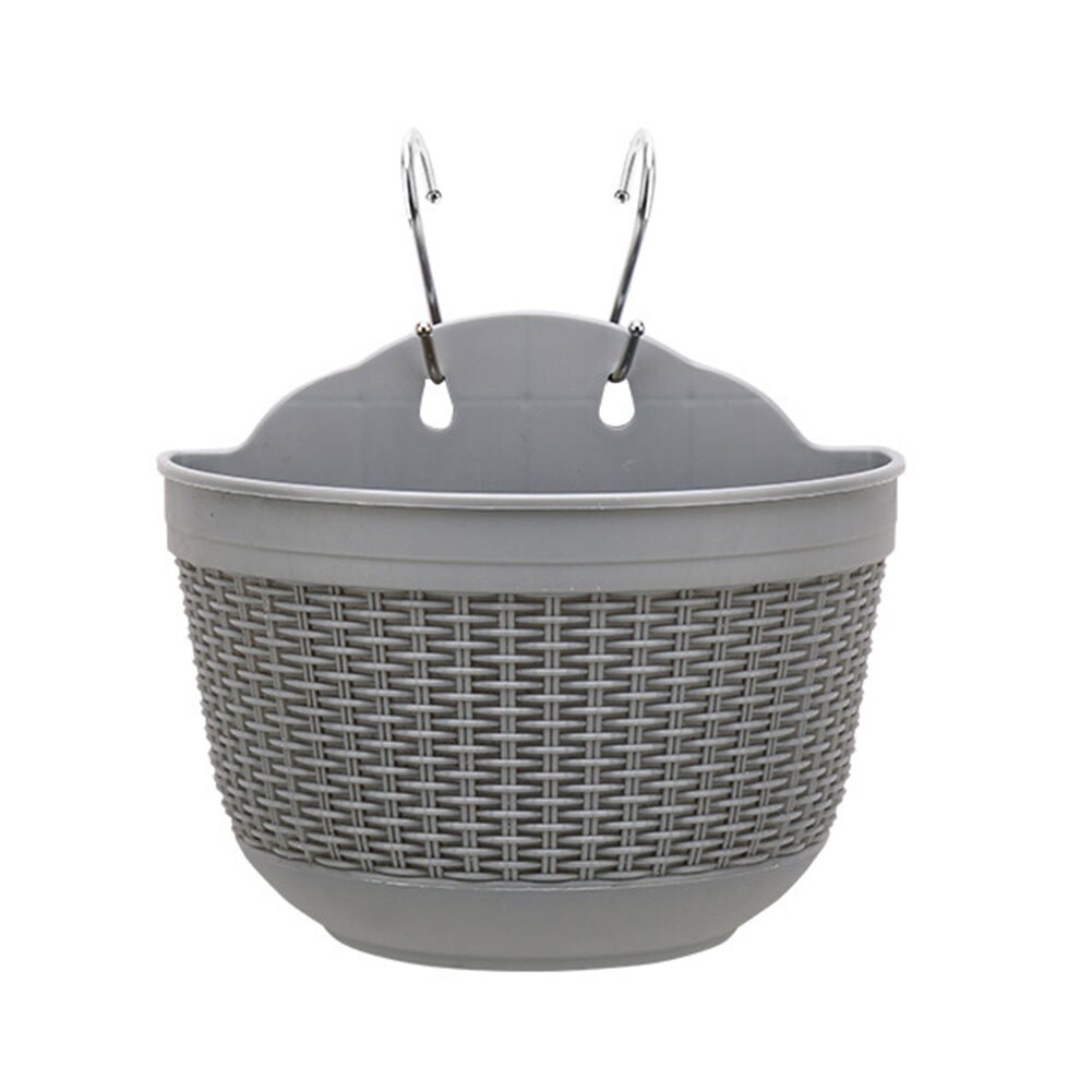 Imitation Rattan Wicker Wall Hanging Flower Baskets Plant Hangers Indoor Outdoor Flower Pot Basket Garden Flower Pot Planters: Grey M
