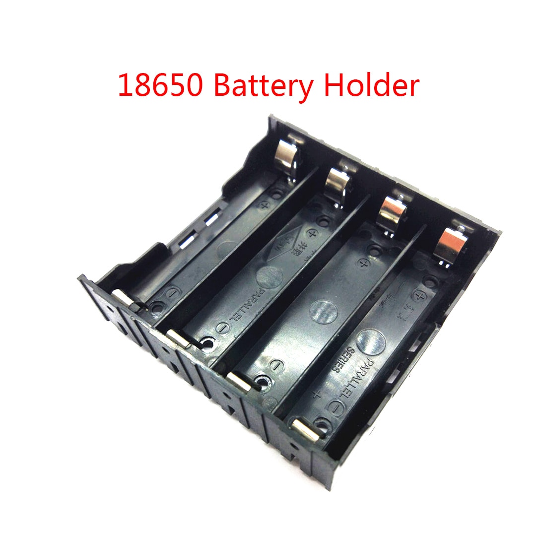 18650 Battery Holder With Pins 4*18650 Case 18650 Box For 4Pcs 18650 Batteries In Parallel 3.7V-14.8V Pole Black For Soldering