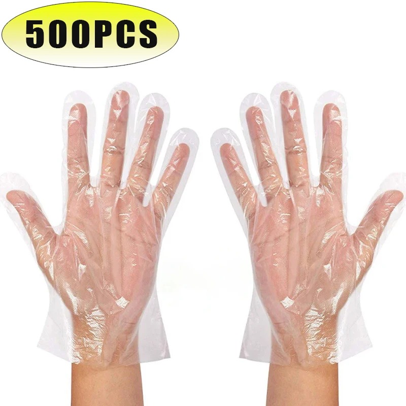 Guantes desechables transparentes, guantes de plástico transparente, sin látex, para preparación de alimentos, guantes seguros para cocinar, limpieza, barbacoa, cosas de cocina