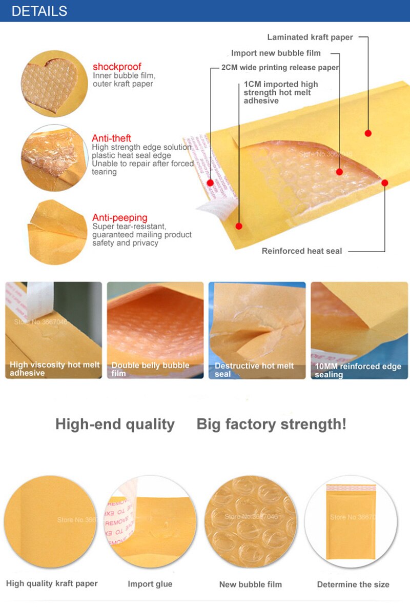 Kraft Paper Bubble Envelopes Bags Mailers Padded Envelope With Bubble Mailing Bag Use for Menstrual Pads