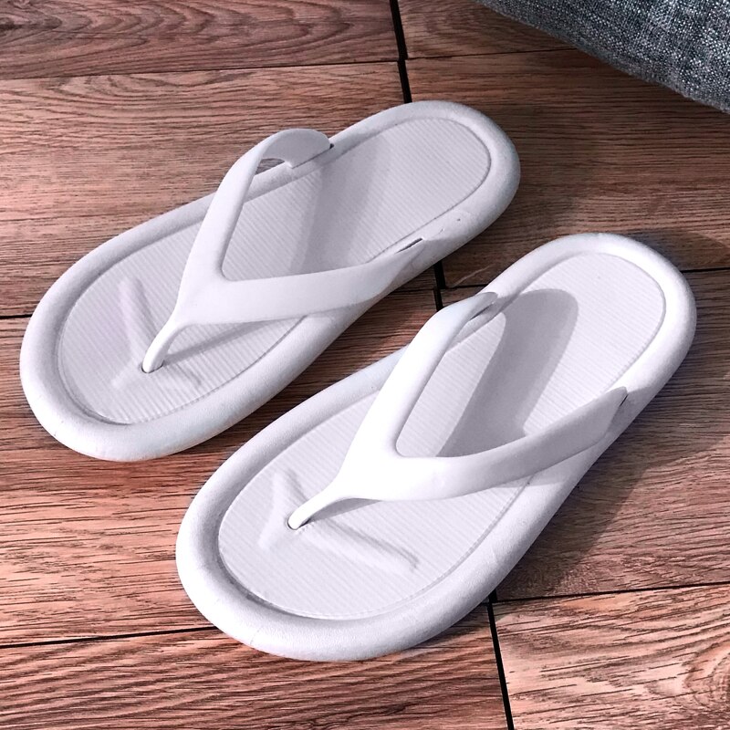 Thick Bottom Women Slippers Female Soft Japanese-style Flip Flops Girl Home Office Indoor Room Shoes Ladies Black: White / 36-37