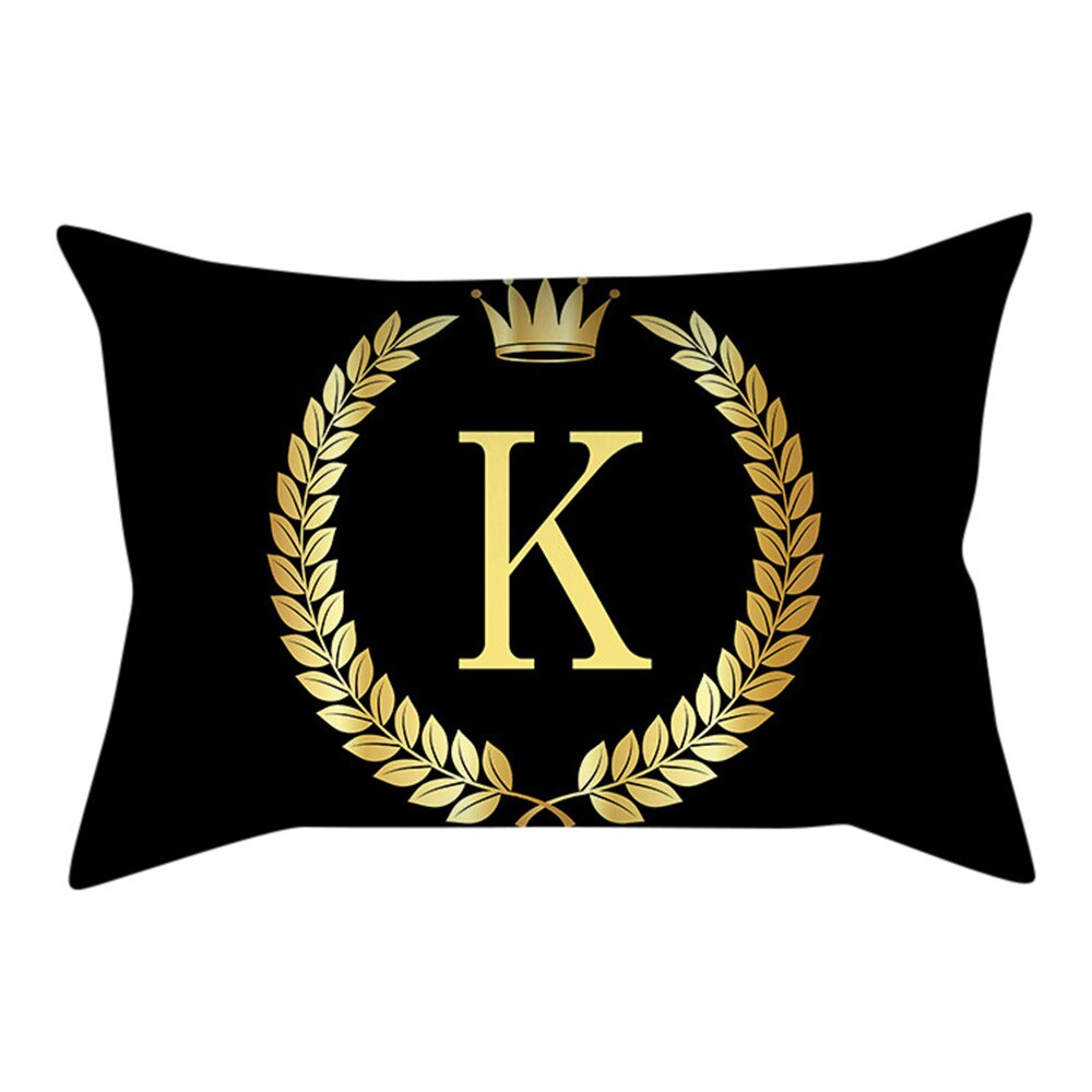 Or noir lettre taie d'oreiller oreillers décoratifs pour canapé housse de coussin taie d'oreiller pour la décoration intérieure Cojines Decorativos Para Sofá: F