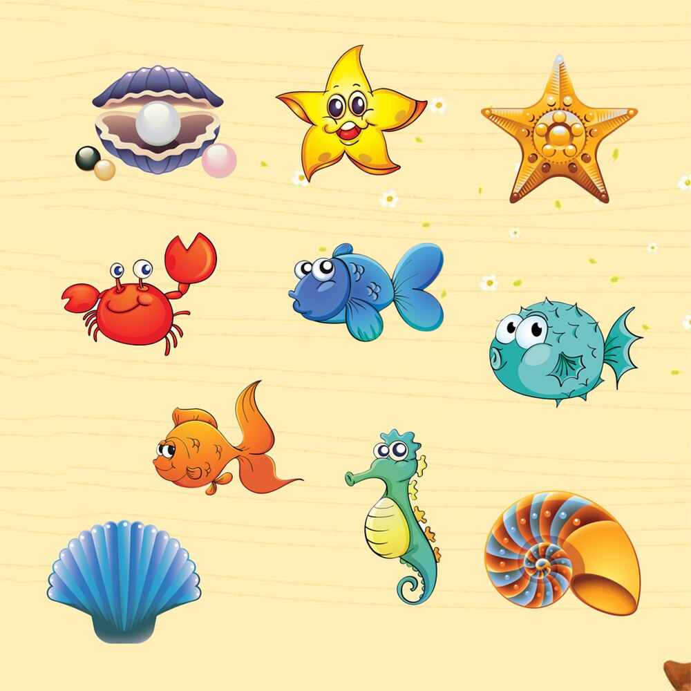 Cartoon Anti-Slip Self-adhesive Sticker Decals for Bathroom Bath Tub Shower Surfaces (Sea World Style): Default Title