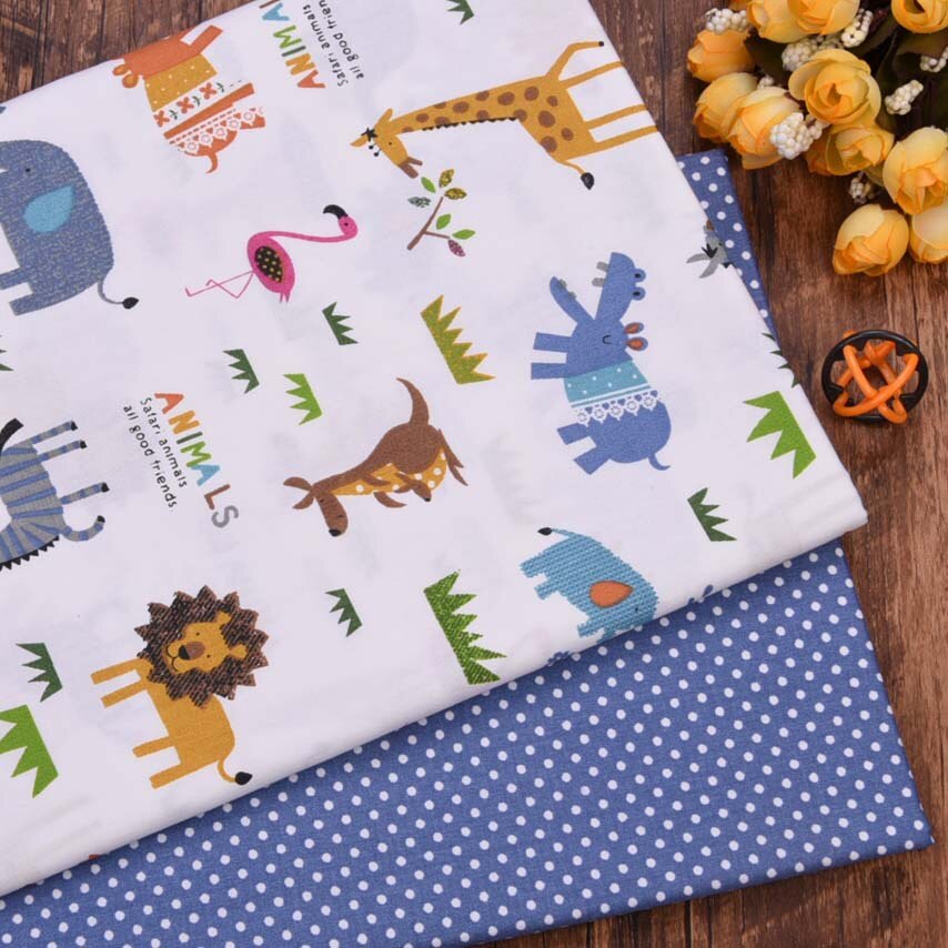 Tegnefilm dyr gør-det-selv håndlavet syning patchwork quiltning baby lagen tissus tecido boligindretning trykt twill bomuldsstof