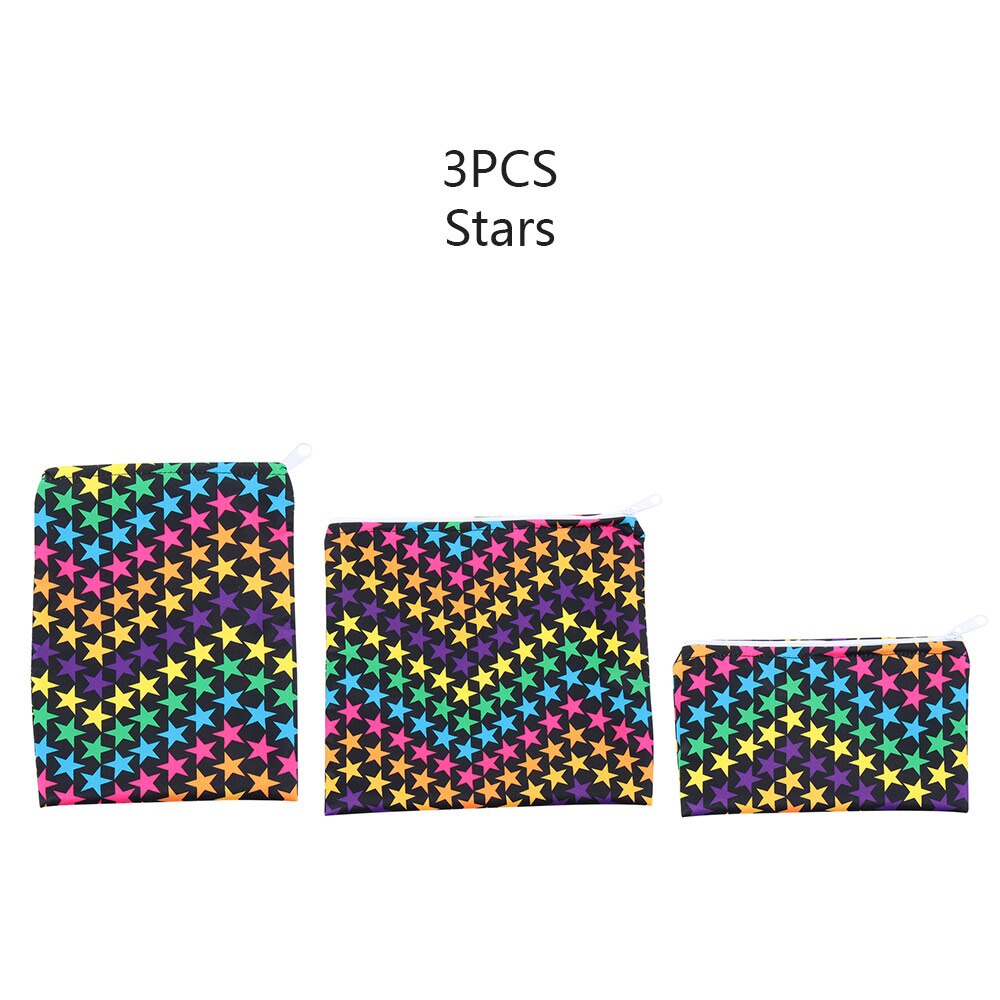 Bolsas de tela impermeables reutilizables para sándwich, bolsa de almacenamiento de alimentos para pan, suministros de cocina para el hogar, accesorios de almacenamiento de viaje y acampada, 3 piezas: Stars