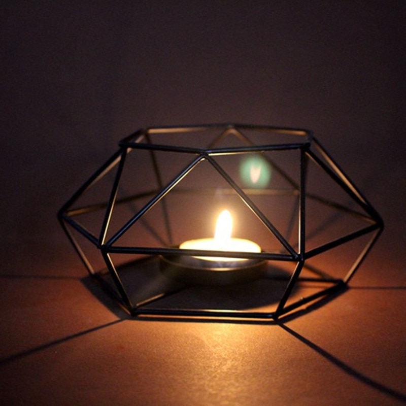 Metal Candle Holder Geometric Iron Candlestick Holders Home Shop Bar Party Wedding Decorations Candle Stand Holder Rack