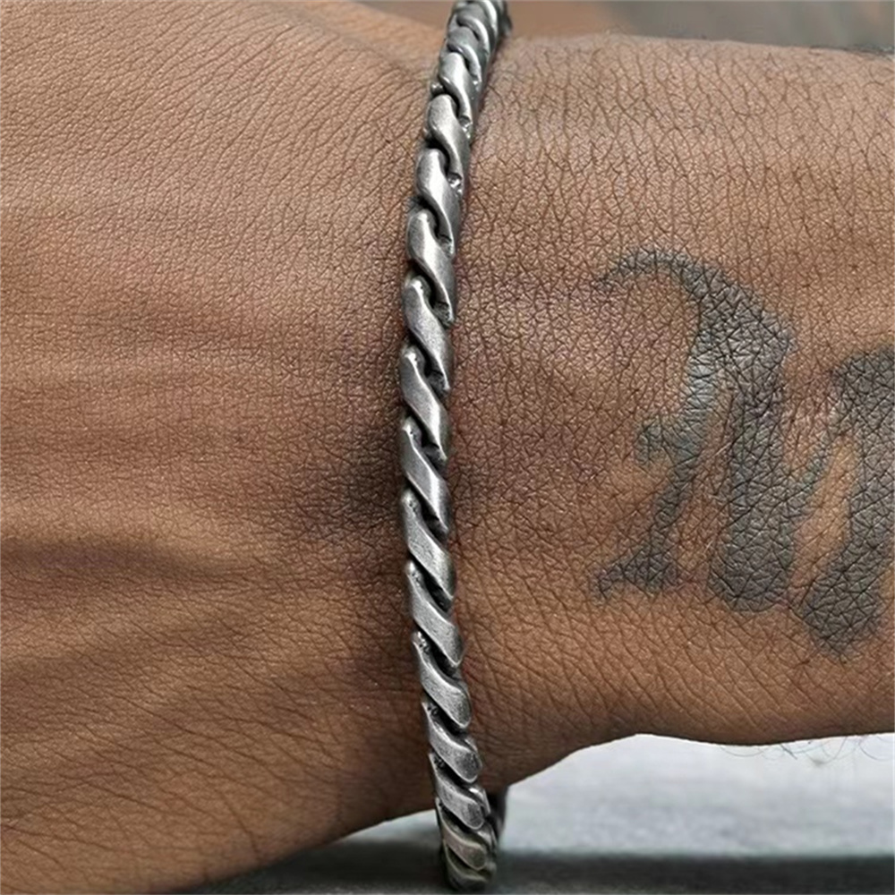 5mm retro prata cor masculino 316 pulseira de aço inoxidável hip hop s liga pulseira moda jóias retro pulseira acessórios