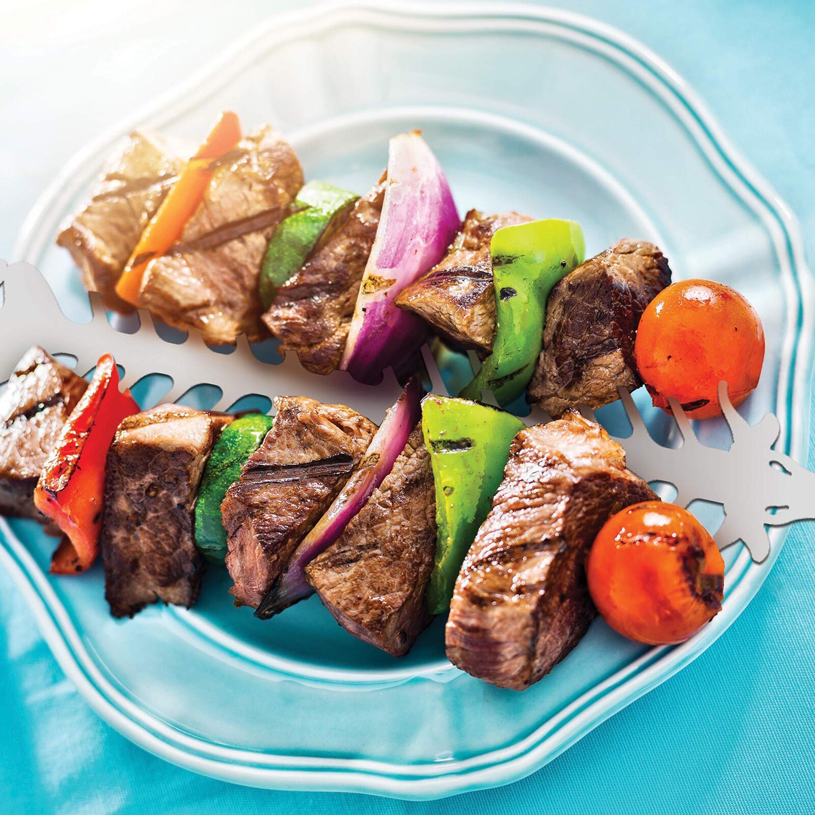 BBQ Skewers Quick Release Stainless Steel Reusable Skewers for Grilling Shish Kabob Shrimp Beef Pork Meat Chicken Vegetable