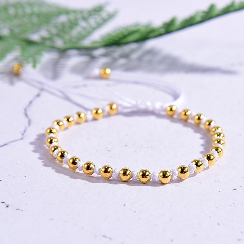 Gold Plated Beads Charm Bracelet for Women Friendship Trendy Men Femme Girl Summer Jewelry Lover: 21ky0305-4