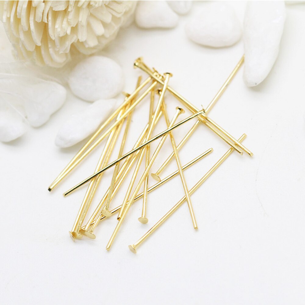 Alfiler de cabeza plana de acero inoxidable, accesorios para fabricación de joyas, lámpara, cuentas, DIY, 40mm, 100 unids/lote