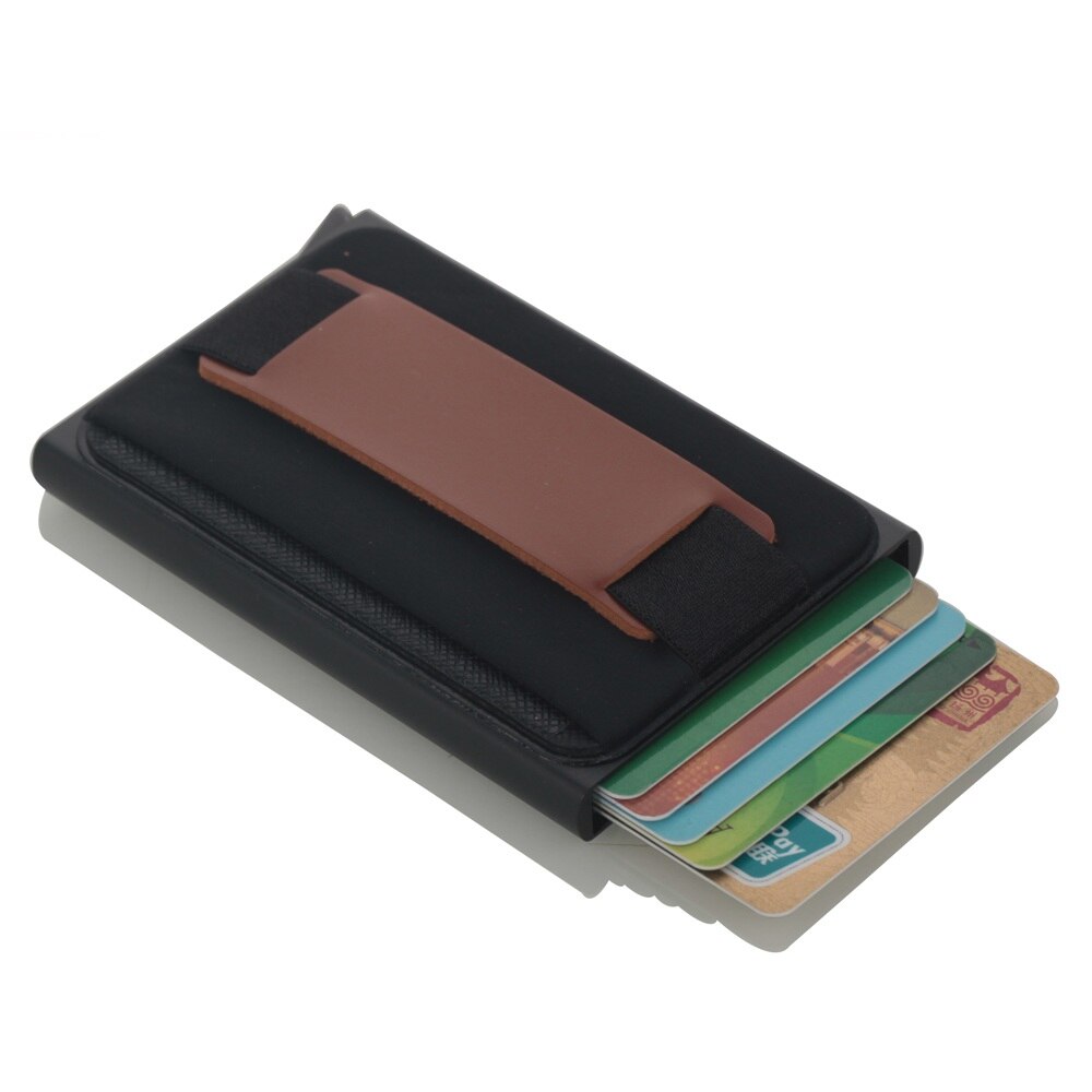 Mannen Creditcardhouder Automatische Kaarthouder Aluminium Mini Portemonnee Met Back Pocket Id-kaart Rfid Blocking Portemonnee