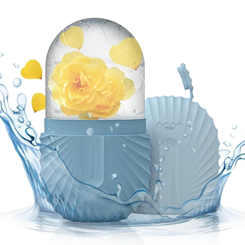 Ice Face Roller Ice Cube Beauty Massage Siliconen ijsvorm voor oogwallen Ice Facial Roller Krimpporiën Multifunctionele mal: Blauw