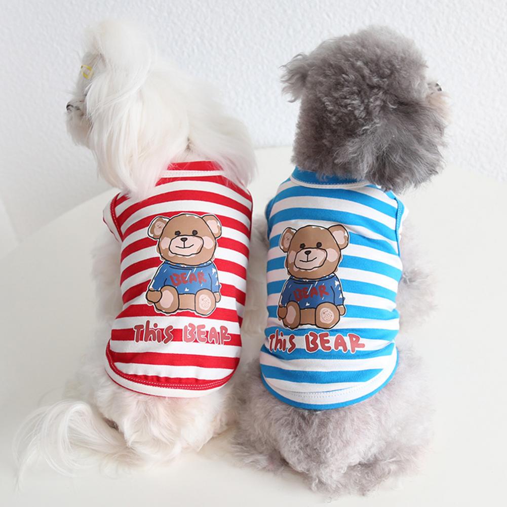 Nuttig Hond Mouwloos Shirt Voorkomen Benauwdheid Dierbenodigdheden Huisdier T-shirt Hond Shirt Gestreepte Patroon Voor Home Hond Vest