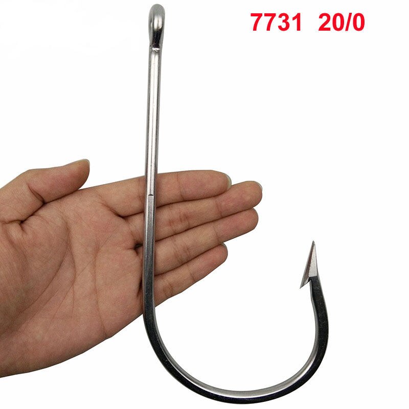 1pc 7731 Stainless Steel Super Large shark Fishing Hooks Big Game Fish Tuna Bait Lightweight Extra Big Fishing Hook Size 20/0