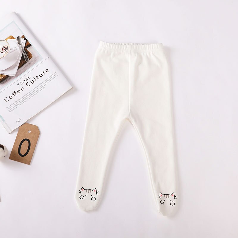 Newborn Casual Pants Baby Boys Girls Spring Autumn Cute Cartoon Cat Print Leggings Children Warm Flexible Clothes