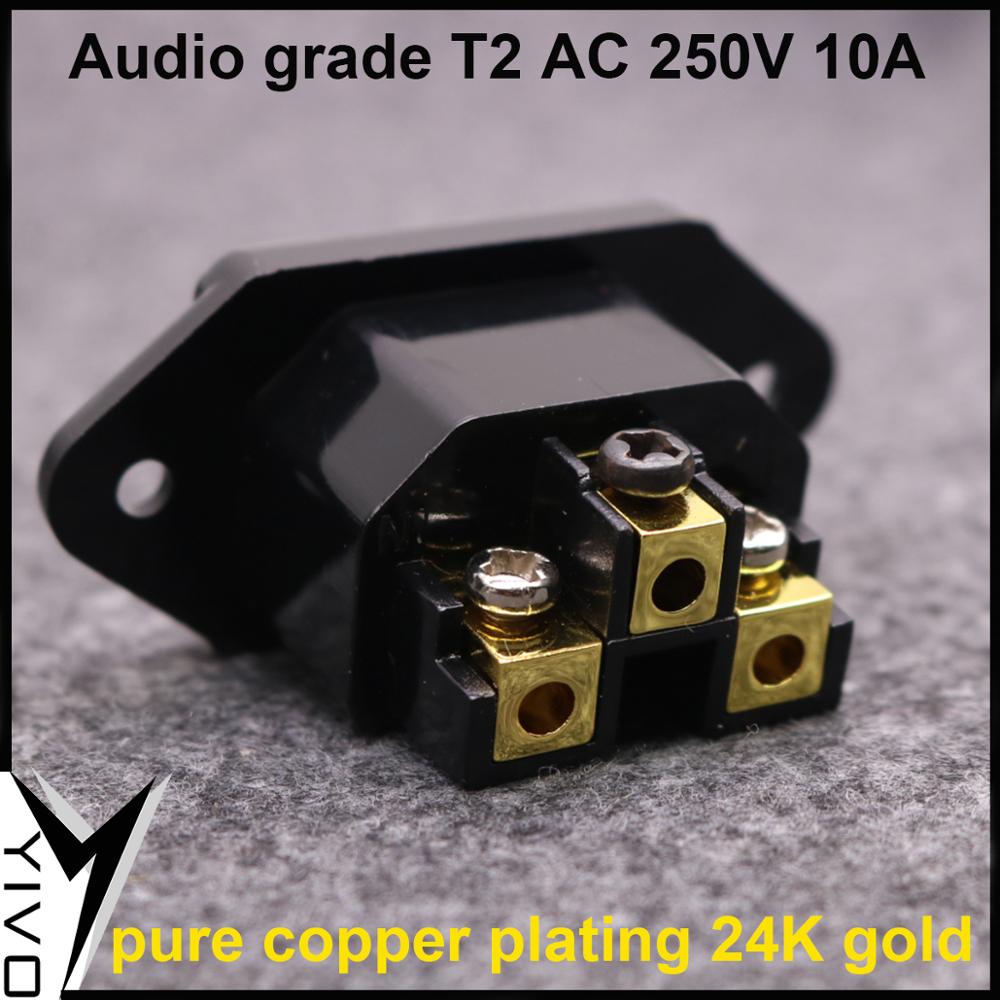 4-Piece YIVO Audio Grade T2 AC Power Socket - Brass Copper Rhodium Plated IEC Inlet Plug
