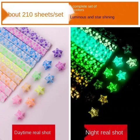 Lighting Star Origami Paper Handmade Mixed Set Craft Paper Folding DIY Crafts Fluorescence Home Decoration Stickers Luck: White
