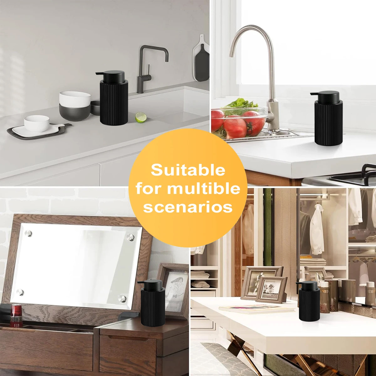 Återfyllningsbar skummande handtvålsdispenser med silikonbricka badrumsmöbler lotionskummaskin diskmedelsflaska för kökshandfat