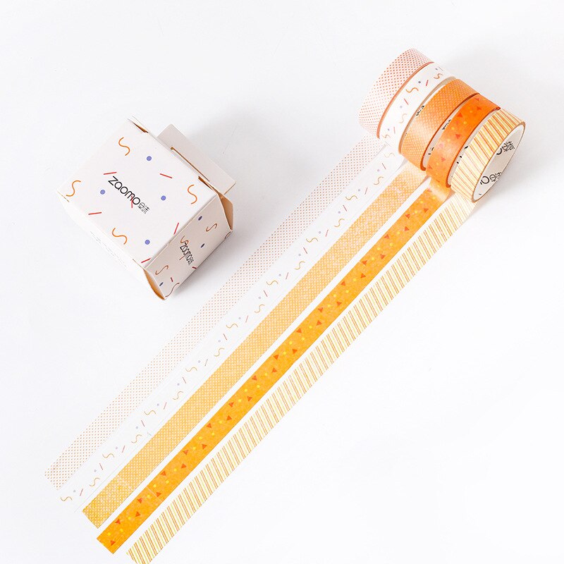 Valiosopa 5Pcs Basic Kleur Papier Washi Tape Set 10Mm Kant Streep Grid Zwart Grijs Lijm Afplakband Decoratie stickers A6634: Yellow