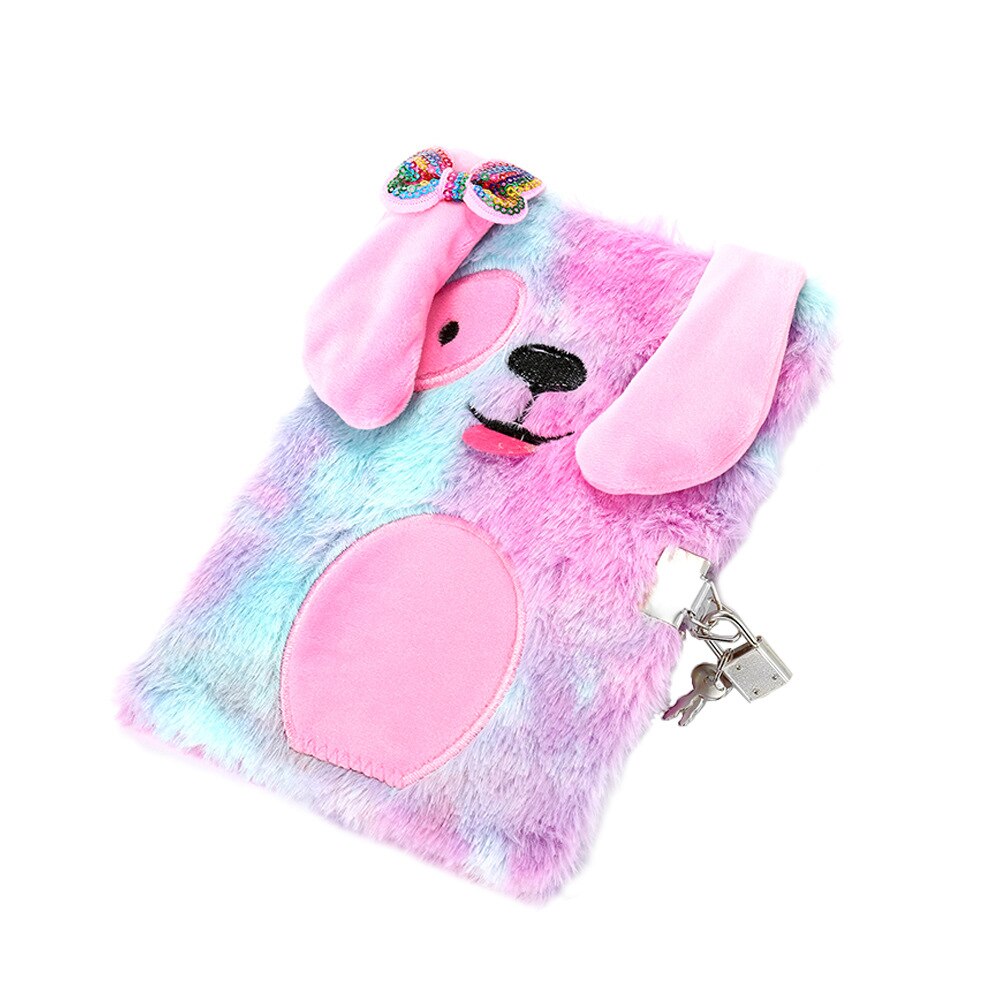 Carnet de notes en peluche chat mignon pour filles, Kawaii, pendentif, porte-clés, chats à fourrure, carnet agenda quotidien, carnet de notes, papeterie: 2