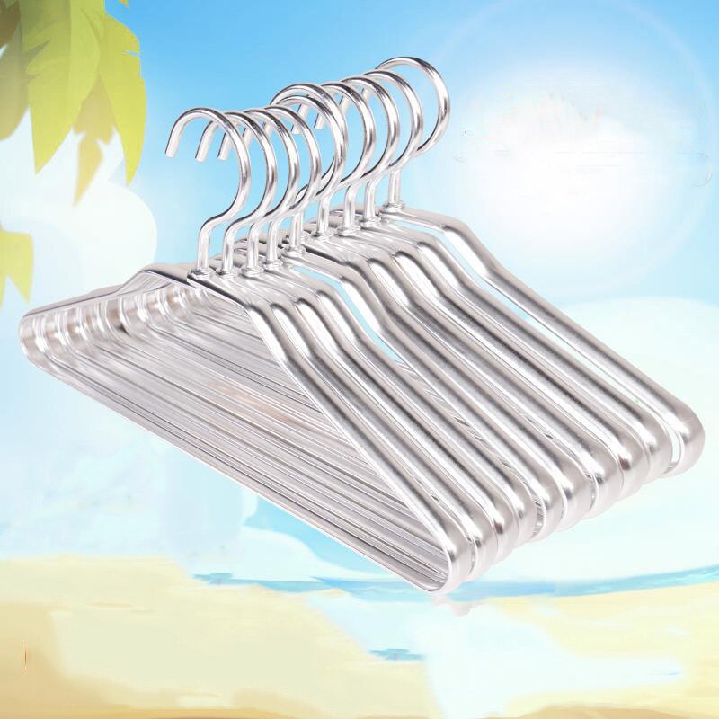 Cintre en alliage d'aluminium antidérapant | Pour enfants, espace en aluminium, aucun agent fluorescent peut être utilisé sur une tenture antidérapante de 20 ans pour rangement à la maison: Silver / 10 pieces