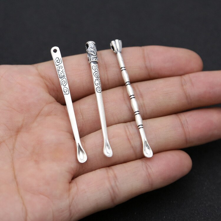 S990 Foot Silver Accessories Fine Silver Ear Pick Lotus Xiangyun Personal Nursing Care Ear Spatula Pendant