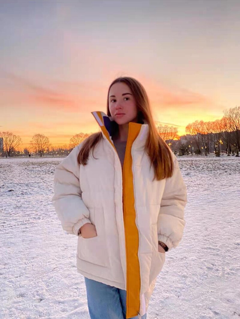 Vinter  -20 ℃ oversize jakke kvinde frakke patchwork vindjakke kvinder polstret lynlås outwear parka tyk streetwear overfrakke varm