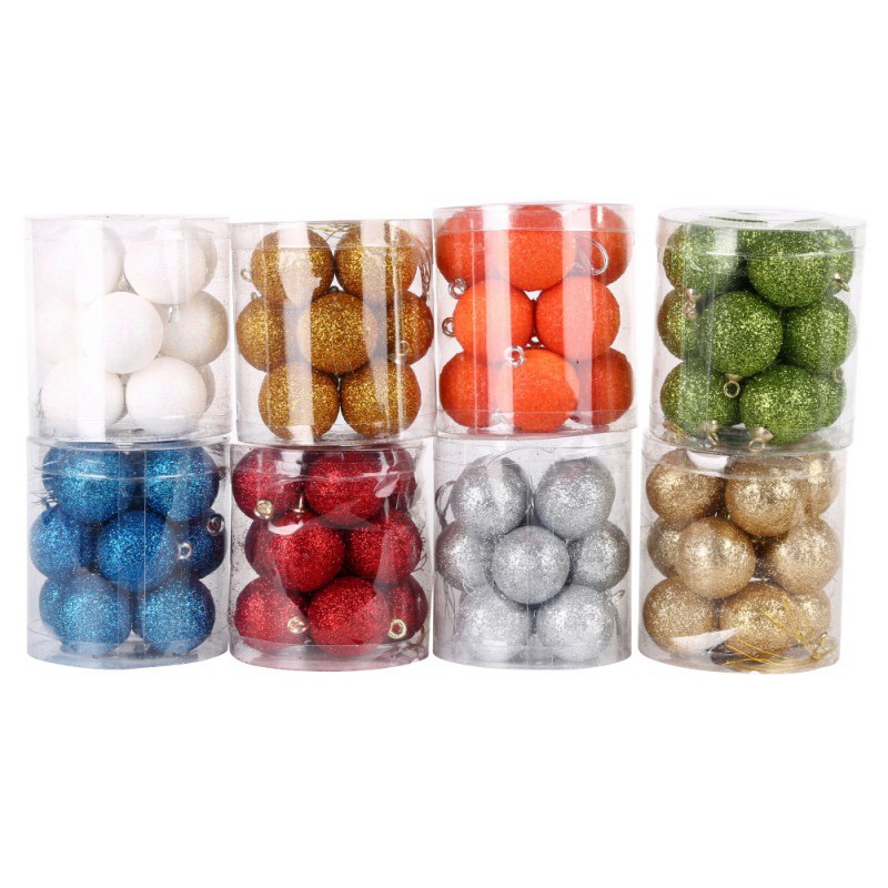 12 stks/partij Kerstballen Chic Ronde Kerstballen Ornament Nieuwjaar Kerstboom Decoraties multi-color