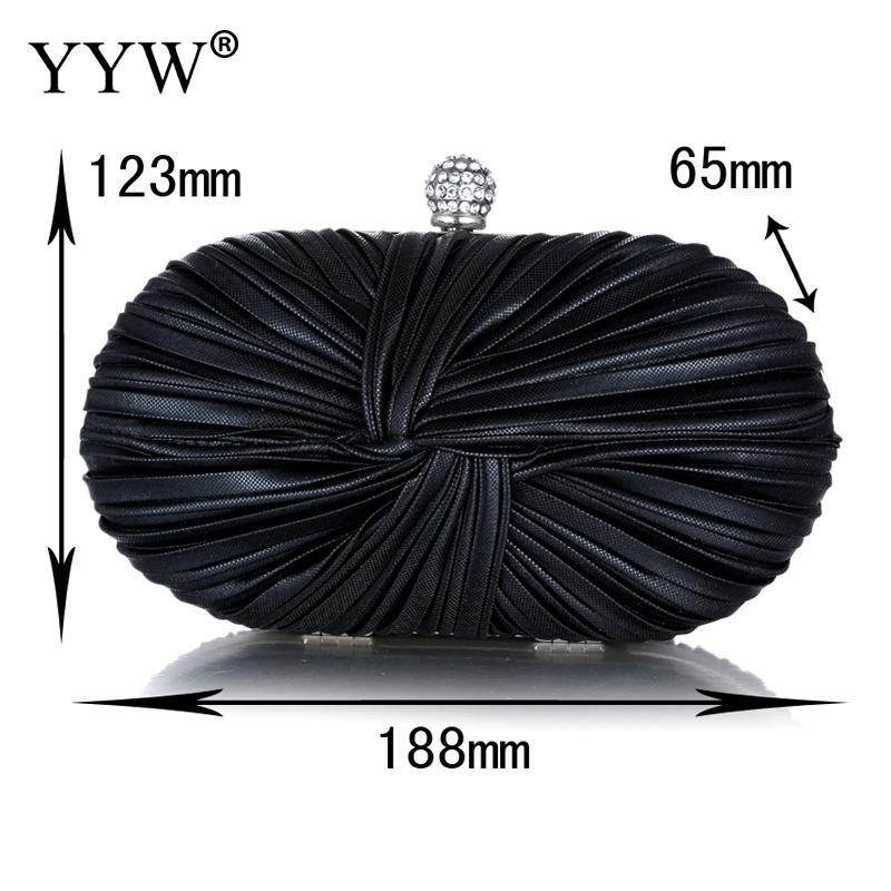 Women Black Pu Leather Pleat Clutch Bag Vintage Evening Clutch Bags Mini Handbag Clutch Purse Diamond Party Bag