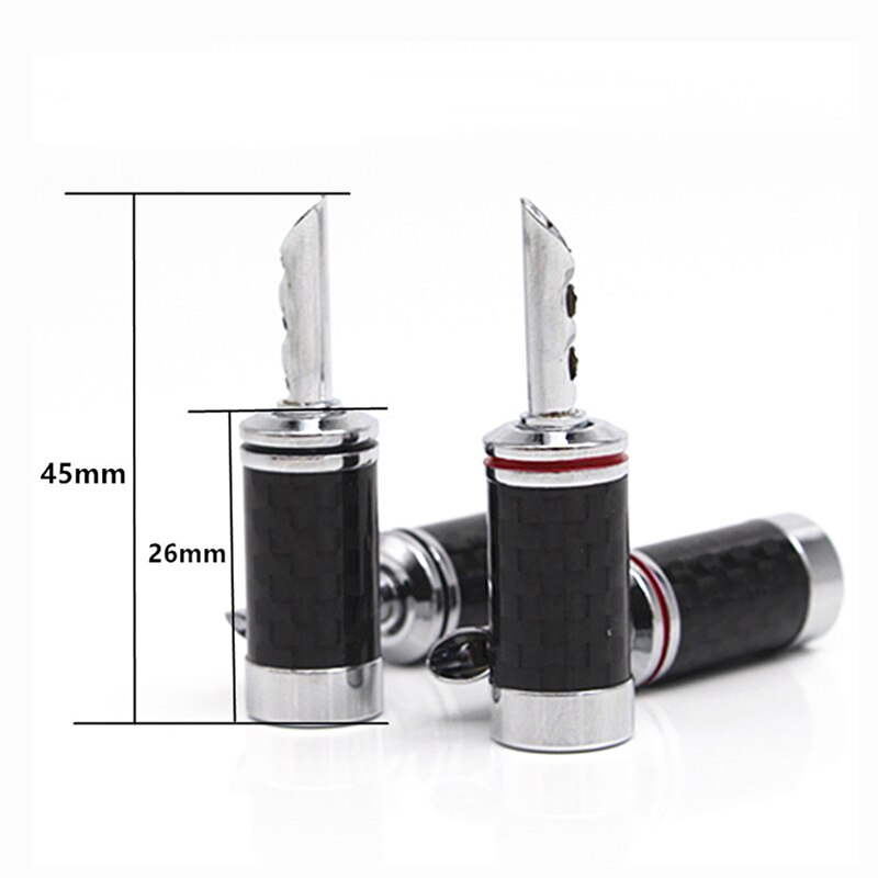 Fiche banane plaquée Rhodium BFA de , câble de haut-parleur audio en fibre de carbone, connecteur banane