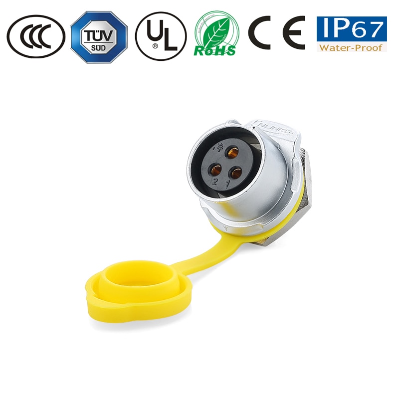 M20 IP67 Waterproof Quick Connect Electrical 2-12 Pin Panel Mount Wire to Board 12V DC Power Connector Plug Socket terminator: 3Pin Socket