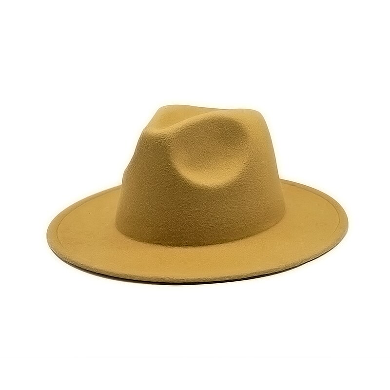 Høst vinter dame filthatt fedoras hatter med stor brem for kvinner britisk stil vintage kirkehatter dame flat brem hvit jazz cap: 9
