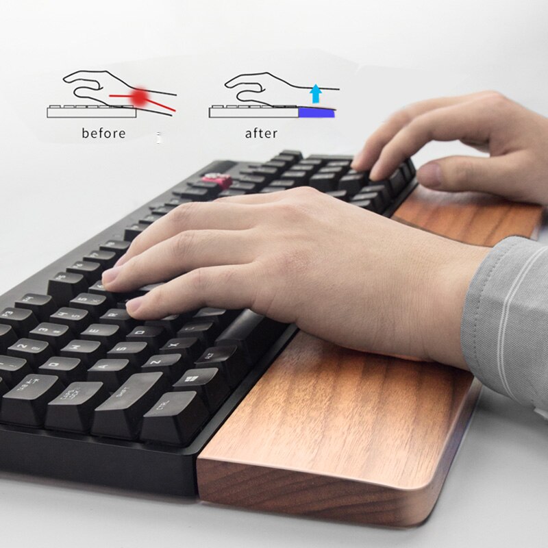 Walnut Wooden Mechanical Keyboard Wrist Rest Pad with Anti-Slip mat Ergonomic palmrest Gaming Support Hand Pad 67 87 Keys