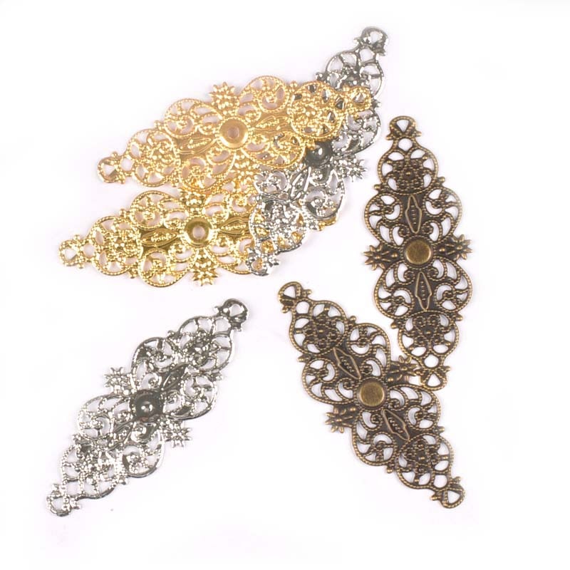 Bronze Tone Flower Filigree Connectors Wraps Embellishments For Scrapbook Home Decoration DIY Metal Crafts Supplies 10Pcs yk0734