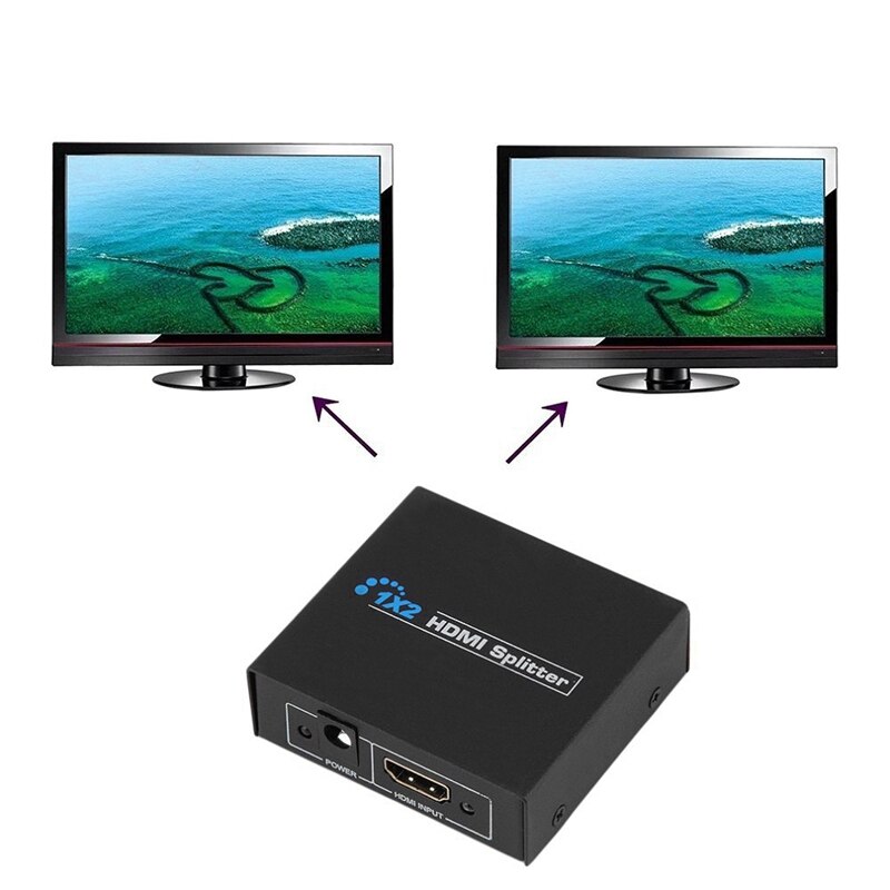 2 Port HDMI 2K Y Splitter 1 in 2 Way Output Mirror Display o Video HD V 1.4 EU Plug