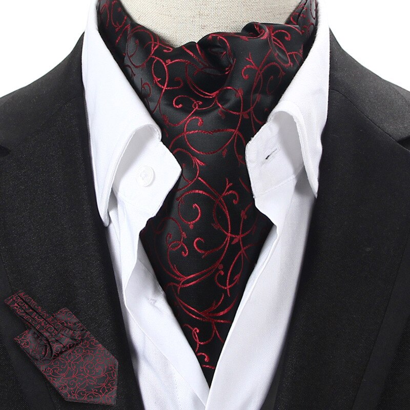 YISHLINE męnarty czarny niebieski czerwony kwiatowy klasyczny krawat krawat Ascot pan własny wiąbłazen jedwab poliestrowy krawat: LJ09 01