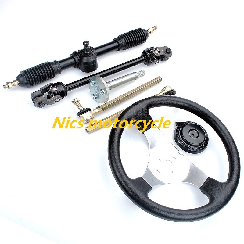 Piezas de dirección Go Kart de 110cc, volante, amarre y eje de dirección, cuatro ruedas, kart DIY