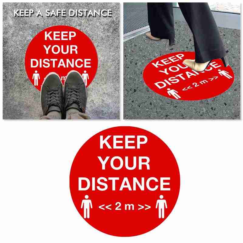 Public Area Social 2M Distancing Floor Sticker Indoor Ground Sticker Safety Floor Sign Decal Sticker For Crowd Control